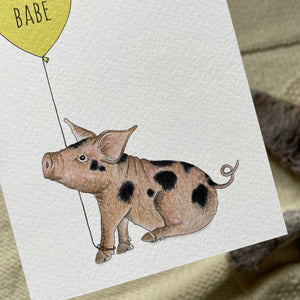 New Babe piglet baby card