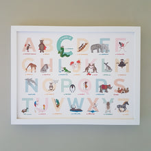 Load image into Gallery viewer, Personalised name prints to treasure featuring an alphabet of positive emotions and attitudes with your names included
