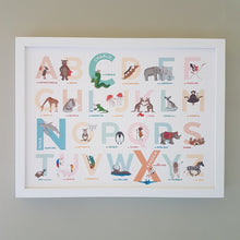 Load image into Gallery viewer, Personalised name prints to treasure featuring an alphabet of positive emotions and attitudes with your names included