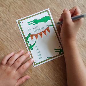 Crocodile party invitations & thank you notecards