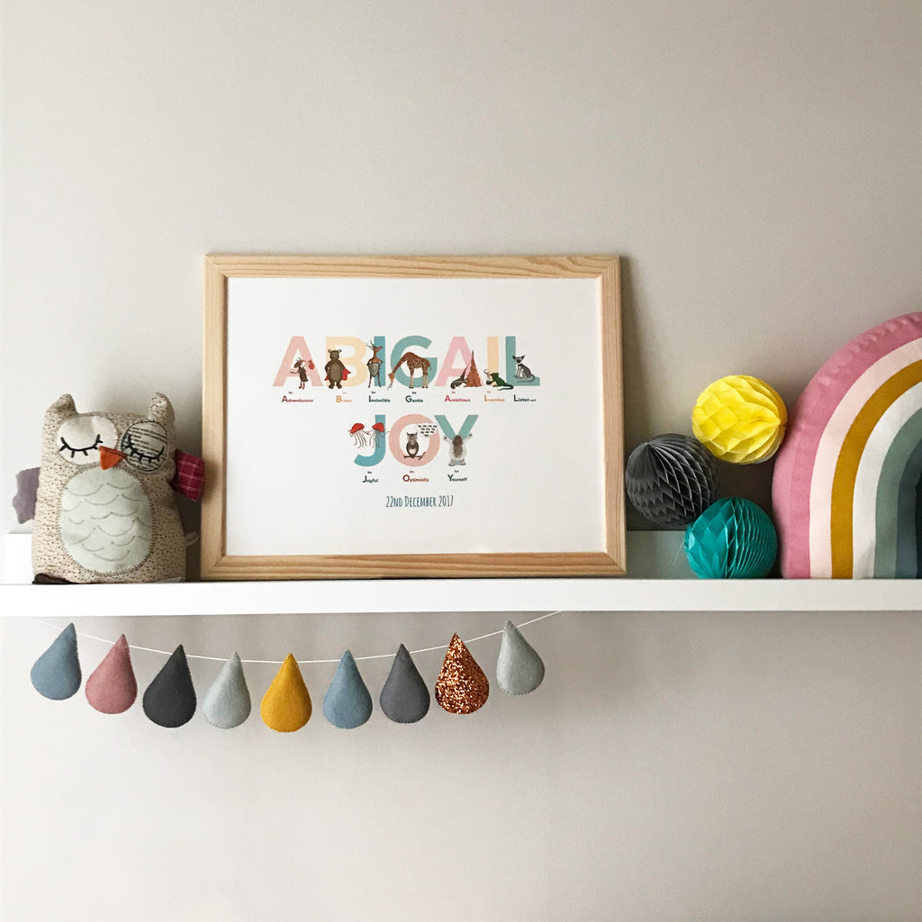 Personalised children's Alphabet of Emotions name print