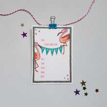 Load image into Gallery viewer, Flamingo party invites &amp; thank you notecards