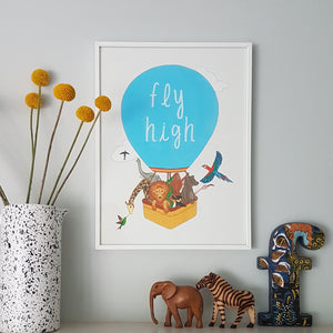 Fly High print - motivational hand illustrated animal print