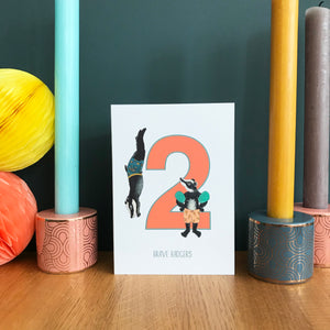 2nd Birthday card - Two Brave Badgers!