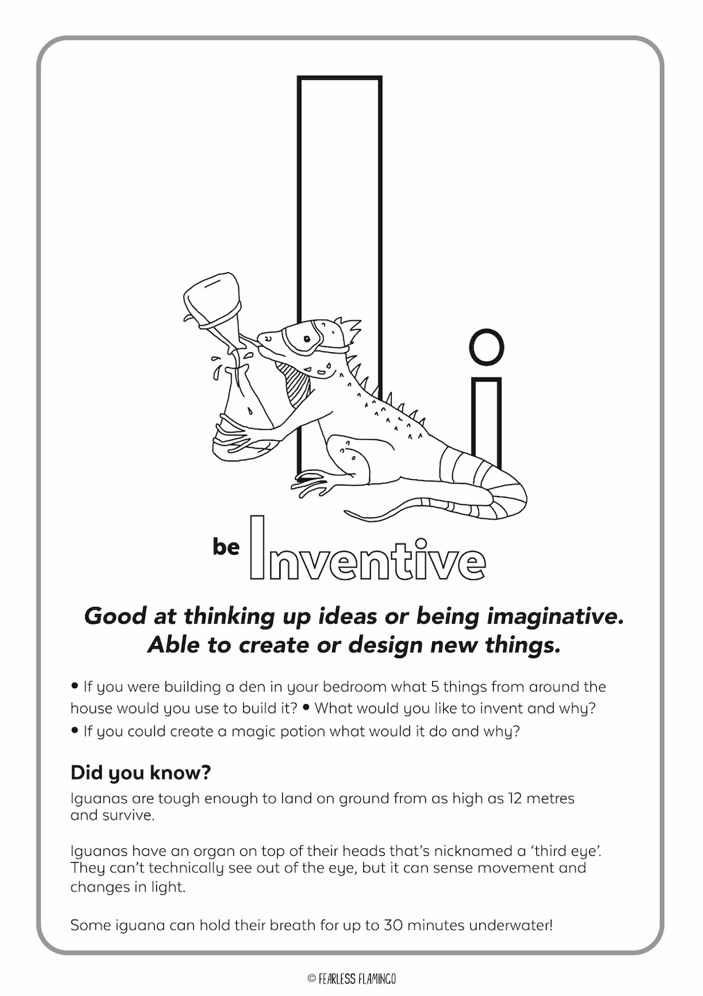 Downloadable Letter I Worksheet– Fearless Flamingo