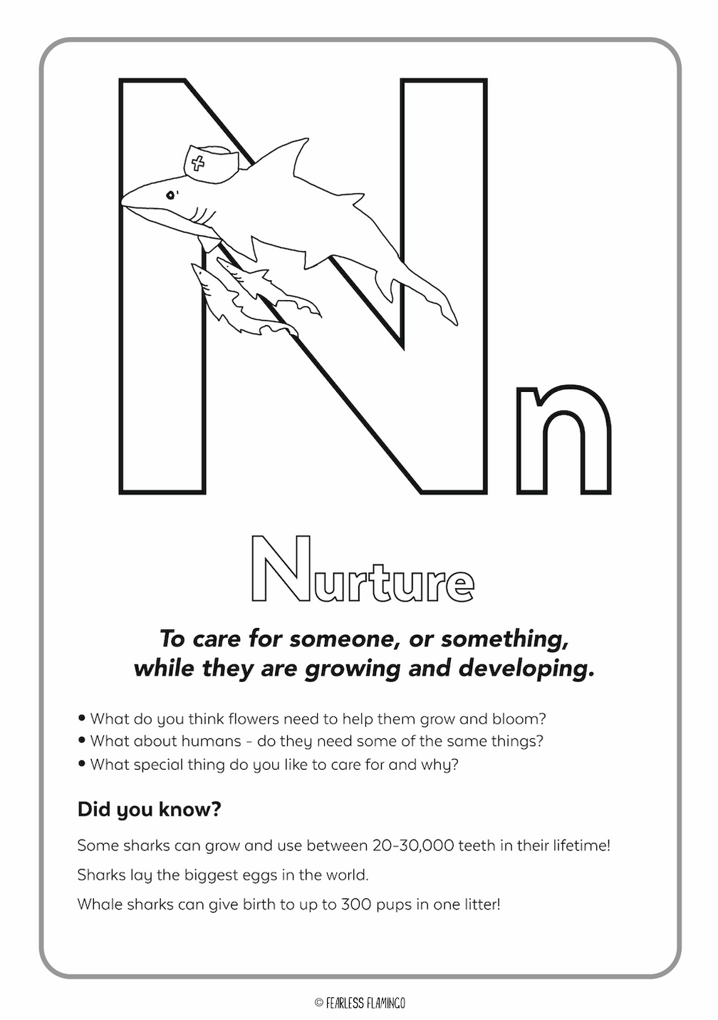 Colouring Sheet downloads– Fearless Flamingo