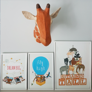 Motivational hand illustrated animal prints for the nursery