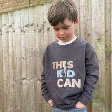 Load image into Gallery viewer, Fearless Flamingo - This Kid Can unisex kids sweatshirt in slate grey
