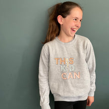 Load image into Gallery viewer, Fearless Flamingo - This Kid Can unisex kids sweatshirt in light grey