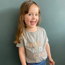 Load image into Gallery viewer, Fearless Flamingo - This Kid Can unisex kids t-shirt in light grey